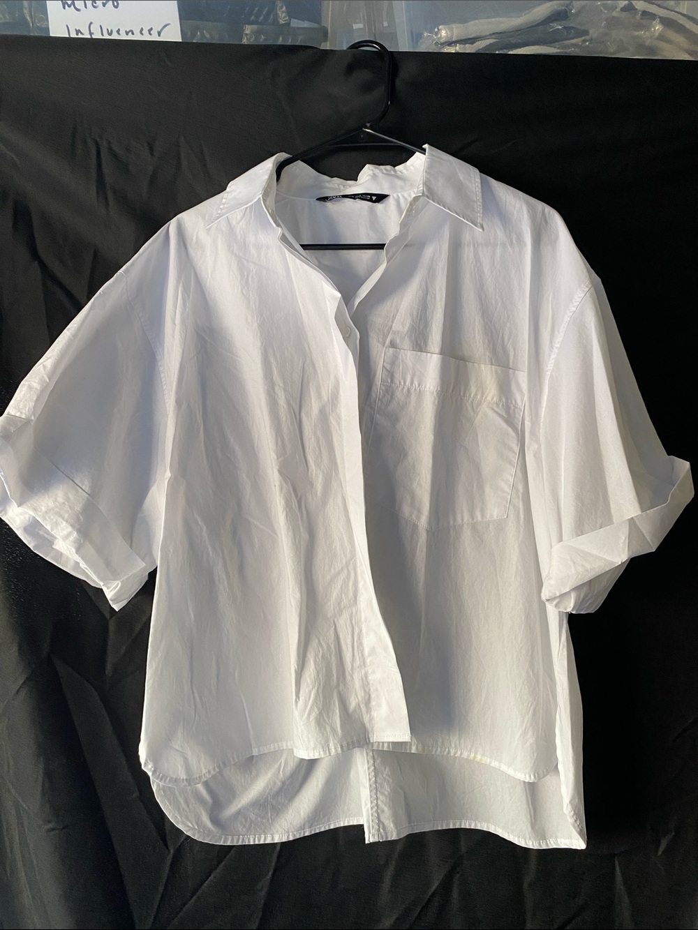 Zara White Short-Sleeve Button-Down Shirt